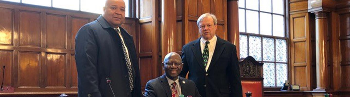 The picture shows (L to R) Business consultant Damon Jeter, Councilman Paul Livingstone (Richland County SC) and Fred Monk of the Columbia World Affairs Council. Paul could not resist trying the Lord Mayor’s seat in the beautiful debating chamber of Liverpool Town Hall.